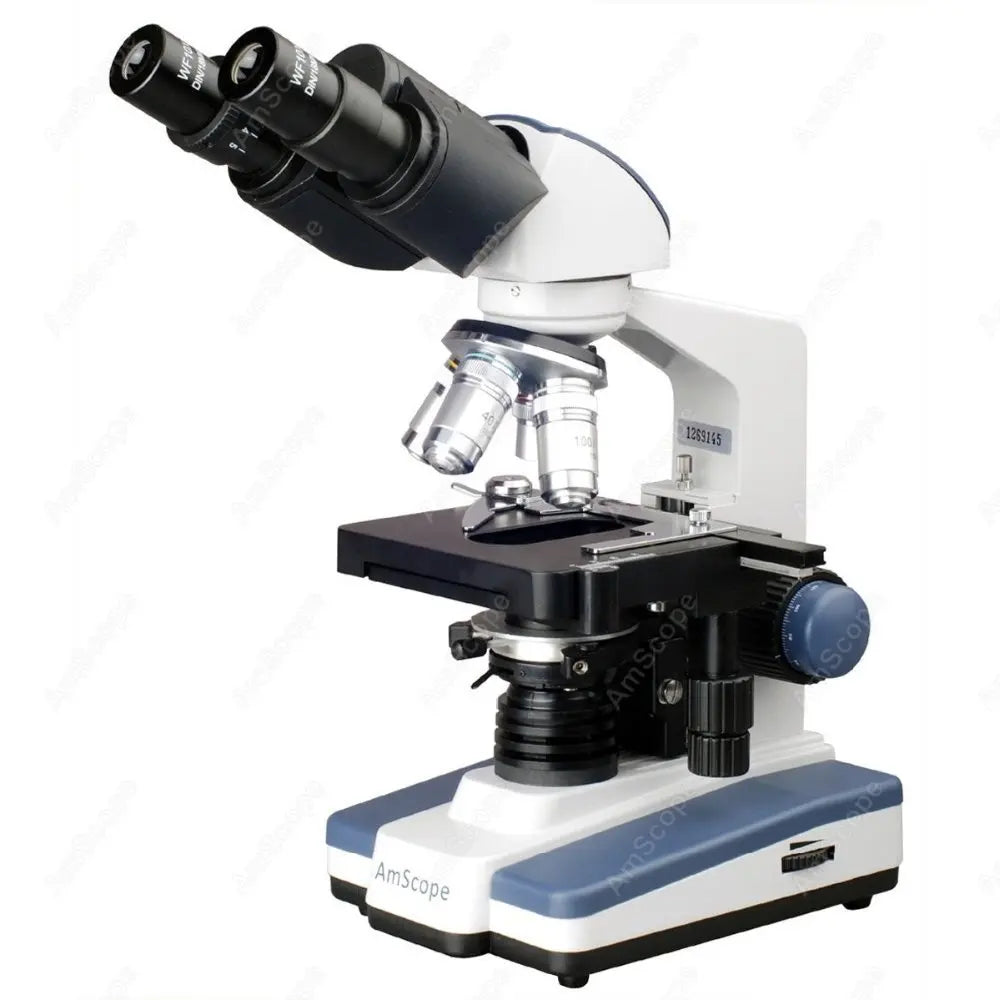 AmScope Supplies 40X-2500X LED Lab Binocular Compound Microscope w 3D Two-Layer Mechanical Stage