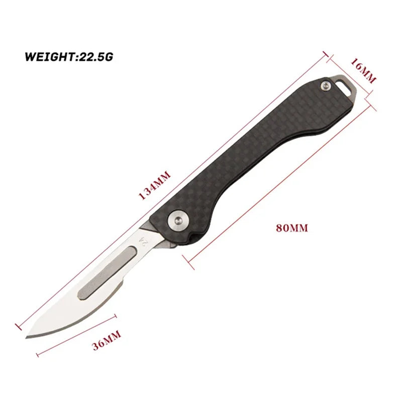 Carbon Fiber Handle Utility Knife Replaceable Blade Open With One Hand EDC Portable Pocket Folding Knifes Selfdefense Tools