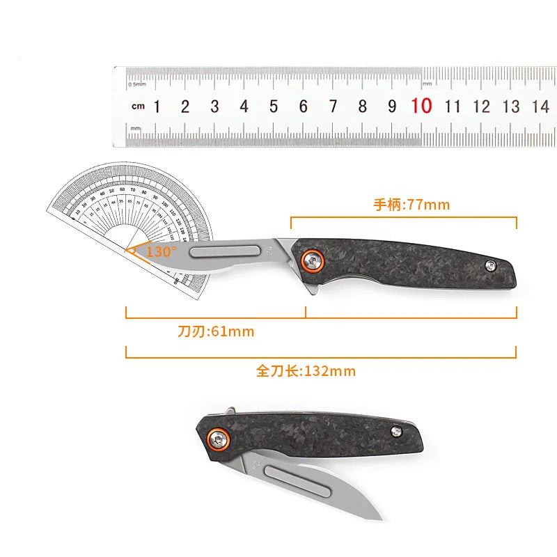 Carbon Fiber Handle Utility Knife Replaceable Blade Open With One Hand EDC Portable Pocket Folding Knifes Selfdefense Tools