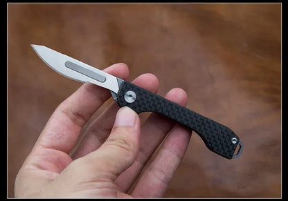 Carbon Fiber Handle Utility Knife Replaceable Blade Open With One Hand EDC Portable Pocket Folding Knifes Selfdefense Tools